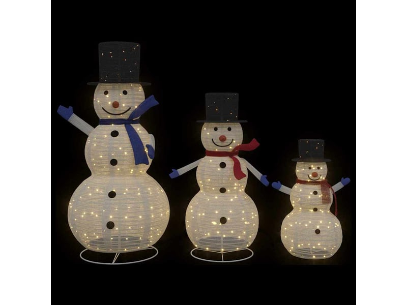  Famille de bonhommes de neige de noël 3 pcs blanc chaud tissu  - Conforama E