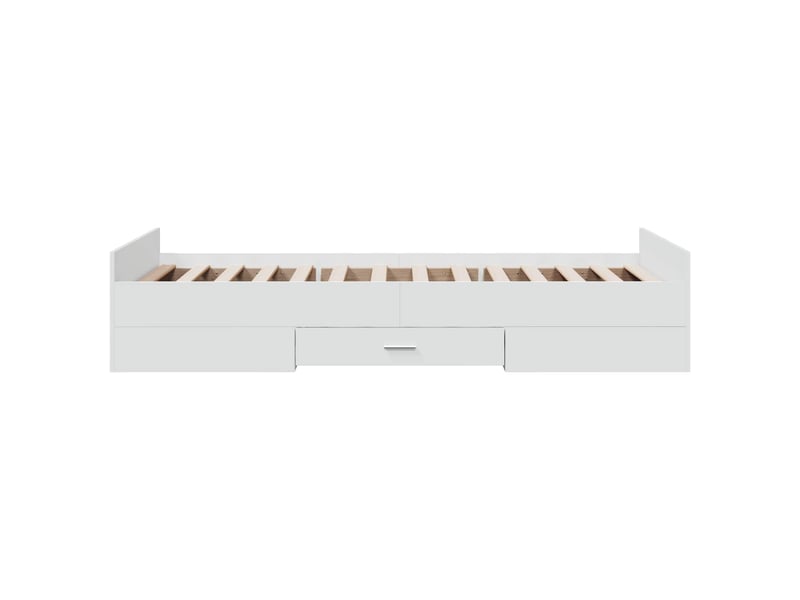  Lit simple- lit adulte -  cadre de lit avec rangement blanc 80 x 200 cm bois d'ingénierie  - Conforama D