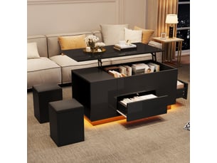 Table basse rectangulaire coloris noir LPOSPI - 50 cmx100 cm