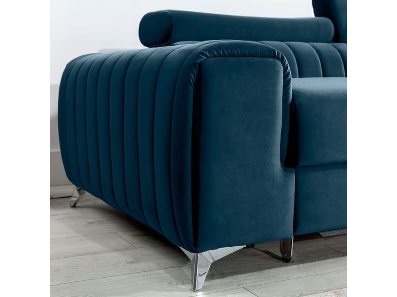 Canapé d'angle droit bleu foncé convertible 3 places jayson avec rangement intégré - Conforama C