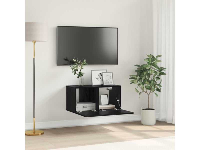  Ensemble meuble tv - banc tv - meuble de rangement 60 x 30 x 30 cm noir bois d'ingénierie  - Conforama B