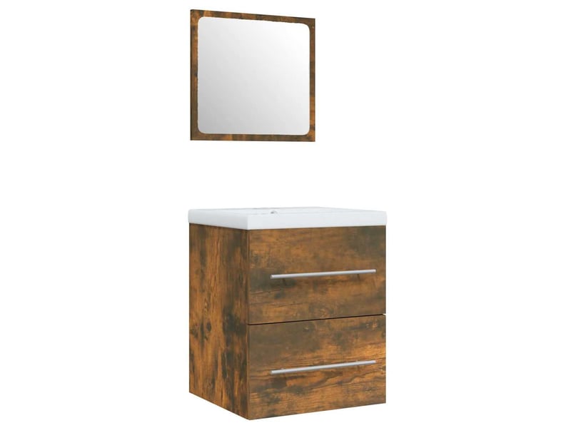  Meuble de lavabo avec bassin intégré chêne fumé bois d'ingénierie shl9424  - Conforama D
