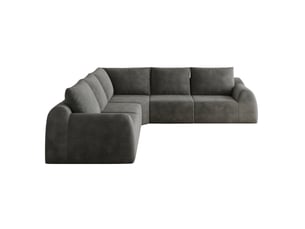 Canapé d'angle compressé panoramique fixe <strong>MODENVIE</strong> <strong></strong> 5 places Tissu gris foncé