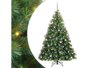 Sapin de noël, arbre de noël artificiel avec 300 led vert 240 cm pe et pvc cf61259
