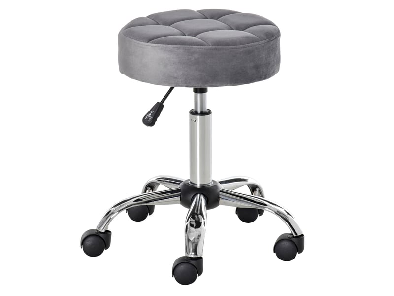  Tabouret de bureau à roulettes pivotant réglable en hauteur 35x35x49-61 cm gris clair  - Conforama A