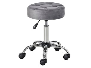 Tabouret de bureau à roulettes pivotant réglable en hauteur 35x35x49-61 cm gris clair