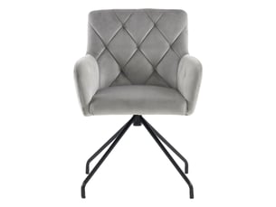 Lot de 4 chaises de salle à manger en velours gris clair, motif losange, rembourrées, pieds métal, design moderne