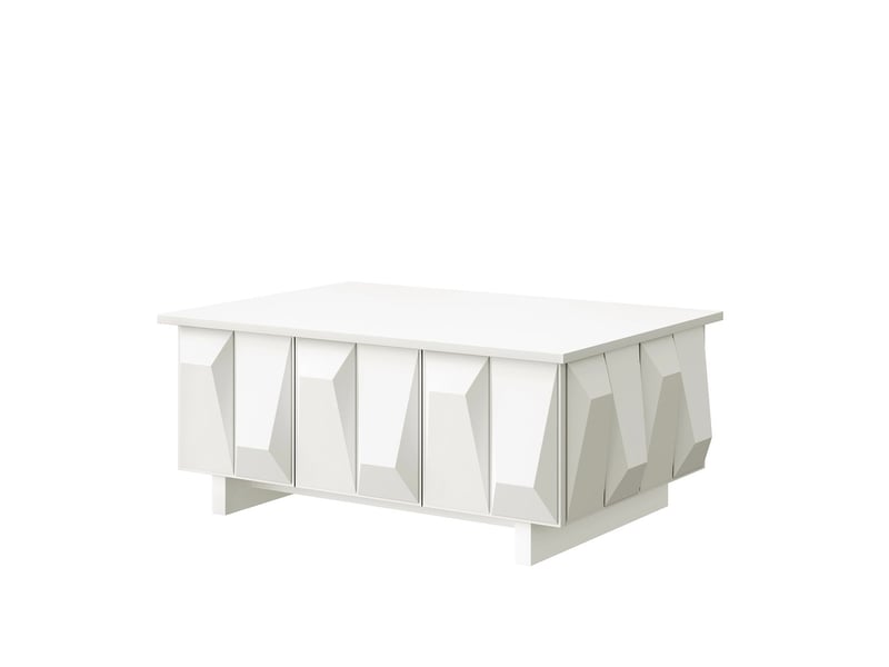  Table basse avec rangement façades 3d table de salon grande surface de rangement compartiments fermés par des portes panneaux de particules style moderne  - Conforama A