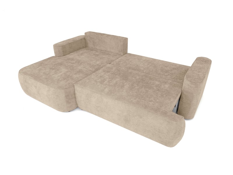  Canapé d'angle gauche cassis avec coffre de rangement en tissu chenille - beige CASSIS - Conforama C