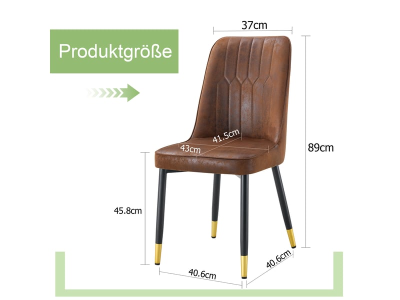  Lot de 2 chaises de salle à manger 43x41,5x89 cm, revêtement textile technique marron, chaises de cuisine, ergonomique, pieds métal  - Conforama C