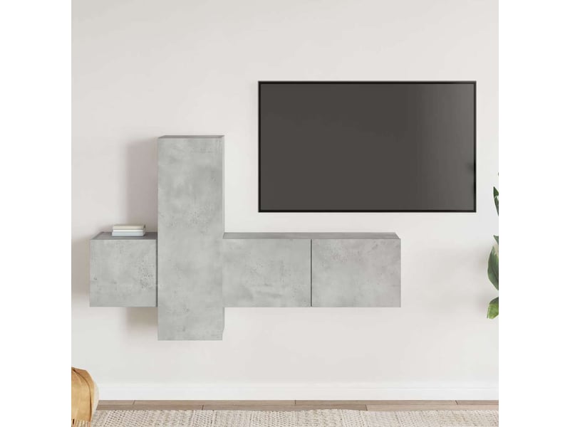  Ensemble de meubles tv 3 pcs gris béton bois d'ingénierie shl15135  - Conforama B