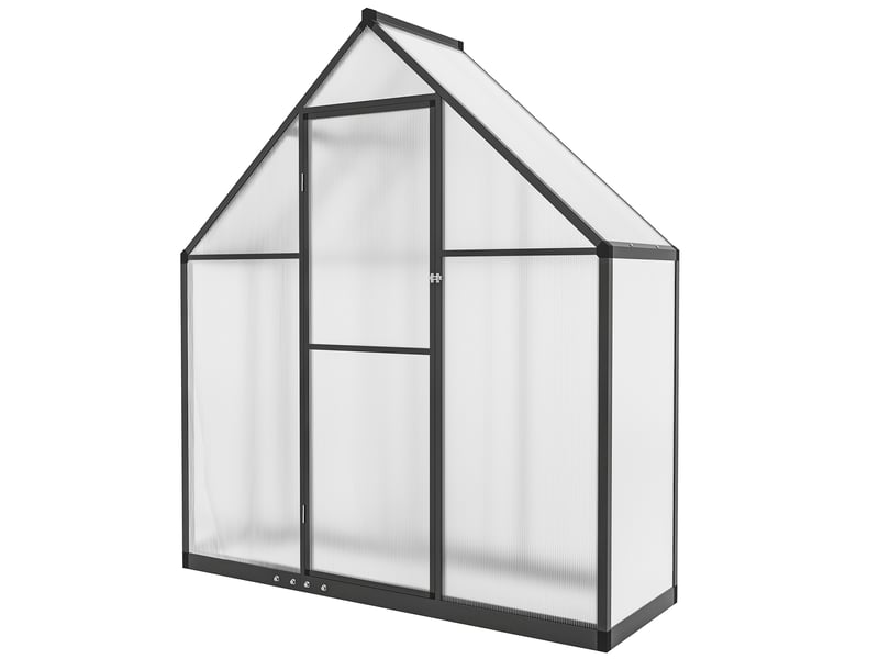  Serre de jardin alu polycarbonate - porte, lucarne - 1,7 x 0,58 x 1,95 m - noir  - Conforama E