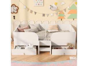 Lit avec rangement 90x200 cm <strong>MODERNLUXE</strong>  <strong></strong> coloris blanc