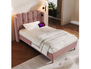 Lit simple 90x200 cm HAVRYA coloris rose