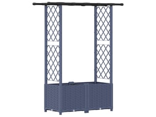 Jardinière - lit élevé avec treillis et toit gris 124,5 x 40 x 136 cm pp