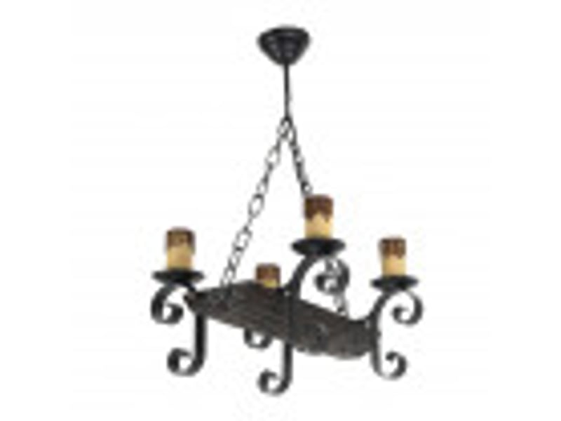  Suspension rustique ABRILA Tronco 4 lumières E27 noire et marron, métal résine et polycarbonate, hauteur réglable 40-60 cm 1.512/4 - Conforama B