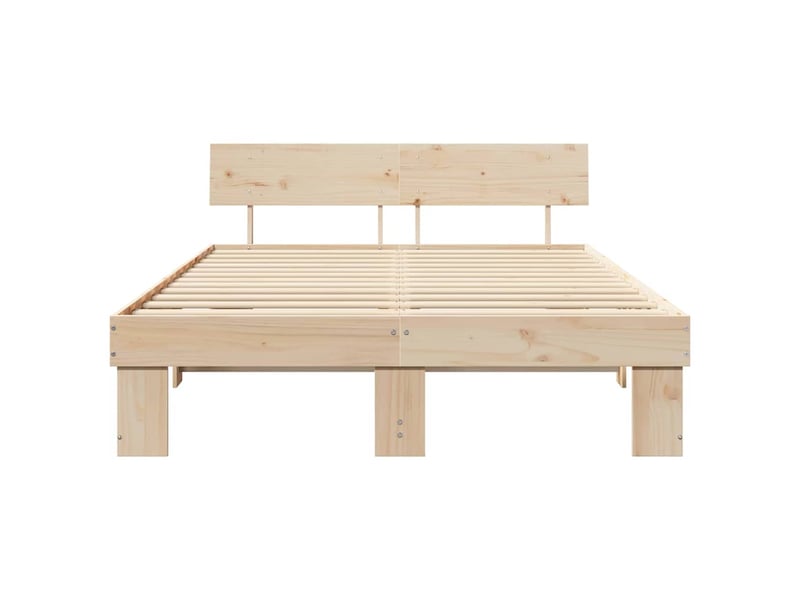  Lit double- lit adulte -  cadre de lit avec tête de lit naturel 140 x 200 cm pin massif  - Conforama D