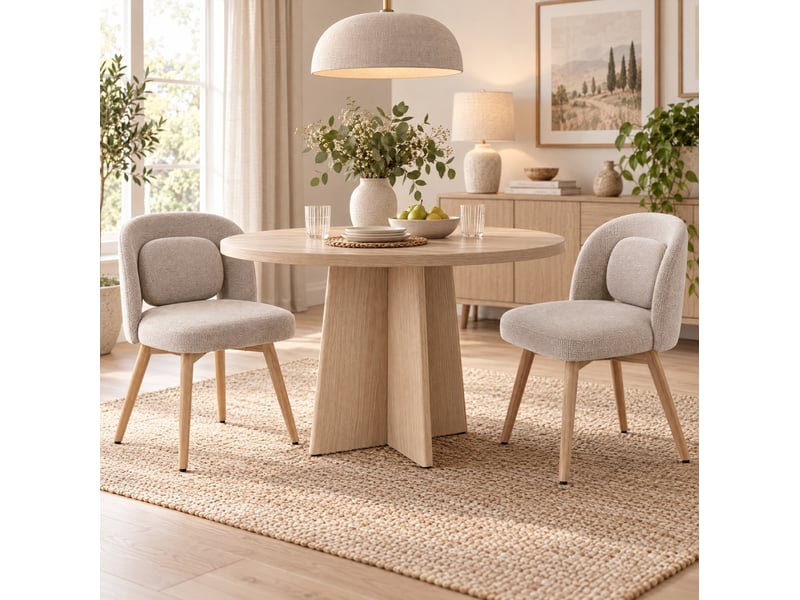  Lot de 2 chaises de salle à manger pivotantes 360° 50.5x47x77.5 cm beige  - Conforama B