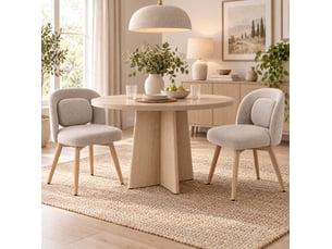 Lot de 2 chaises de salle à manger pivotantes 360° 50.5x47x77.5 cm beige