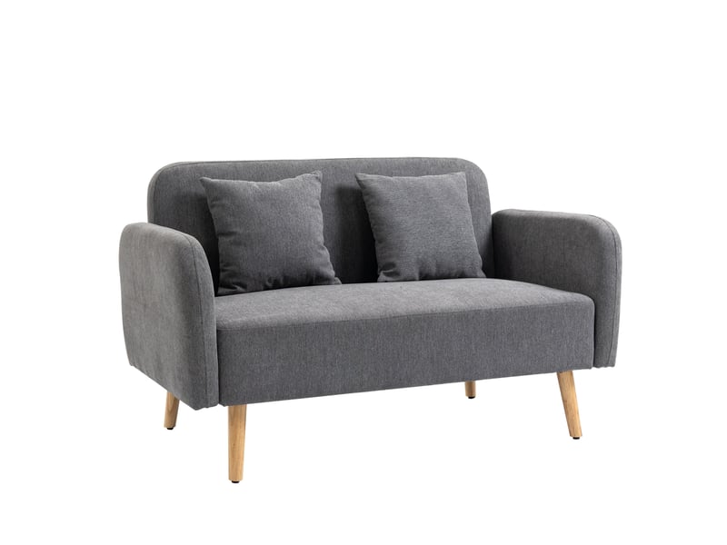  Canapé 2 places 130x70x80 cm – gris – 2 coussins et repose-pieds réglables, revêtement polyester aspect velours  - Conforama A