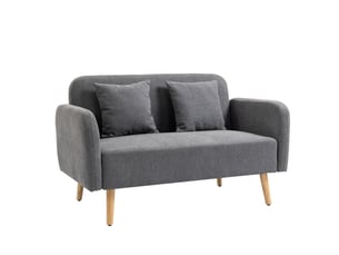 Canapé 2 places 130x70x80 cm – gris – 2 coussins et repose-pieds réglables, revêtement polyester aspect velours