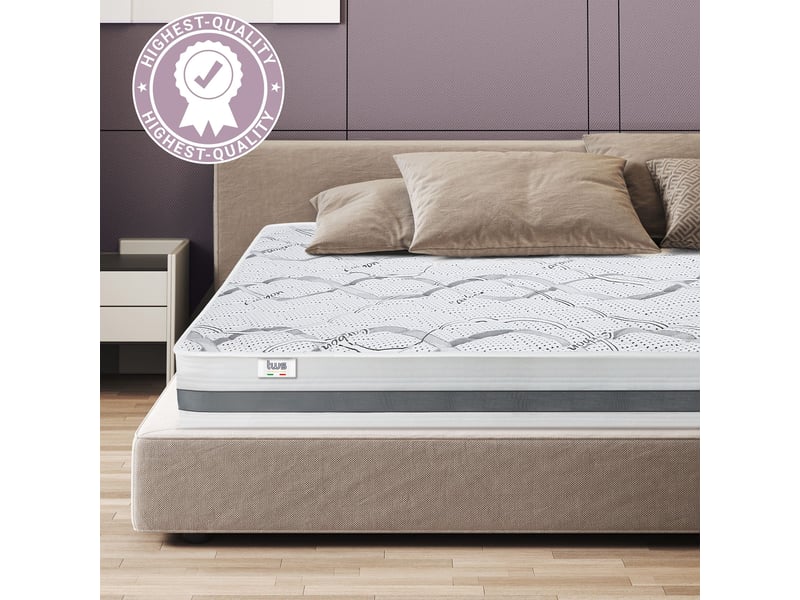  The white stone matelas 160x210 cm fermeté moyenne | hauteur 25 cm | tissu hypoallergénique et respirant | propriétés ergonomiques et auto‑modelantes | fabriqué en italie  - Conforama E