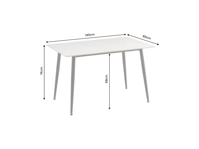 Table de salle à manger hexa 140 cm en céramique effet marbre blanc et métal noir – 6 places - Conforama C