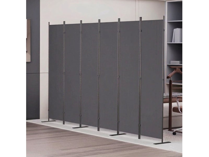 Paravent séparateur 6 panneaux 304x180 cm – gris foncé – pliable pour intimité intérieure et rangement  - Conforama B