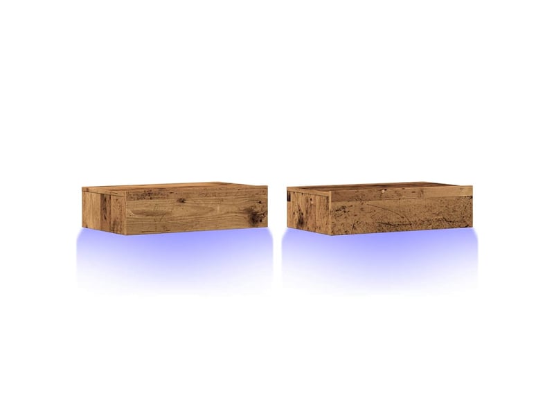  Meubles tv avec éclairage led 2 pcs vieux bois 60x35x15,5 cm  - Conforama C