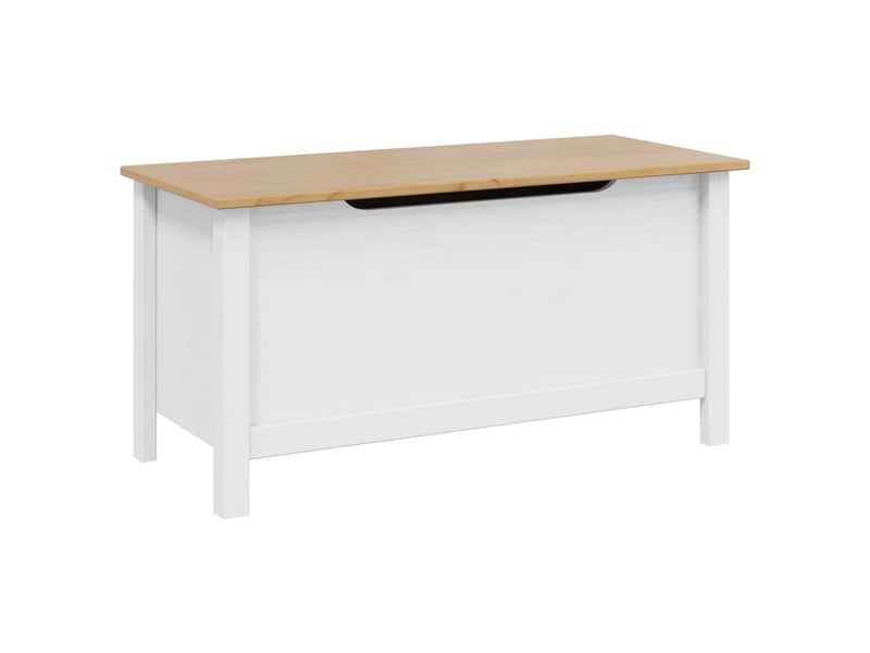 Boîte de rangement, coffre de rangement hill blanc et marron miel 90x40x45 cm - Conforama A