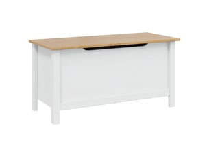 Boîte de rangement, coffre de rangement hill blanc et marron miel 90x40x45 cm