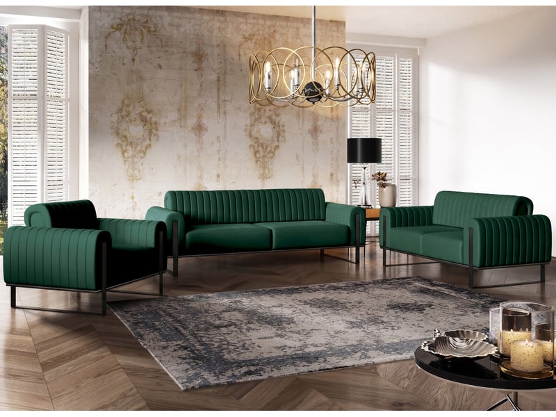  Selsey parissa - canapé - 164 cm - velours vert pieds noirs Parissa - Conforama E