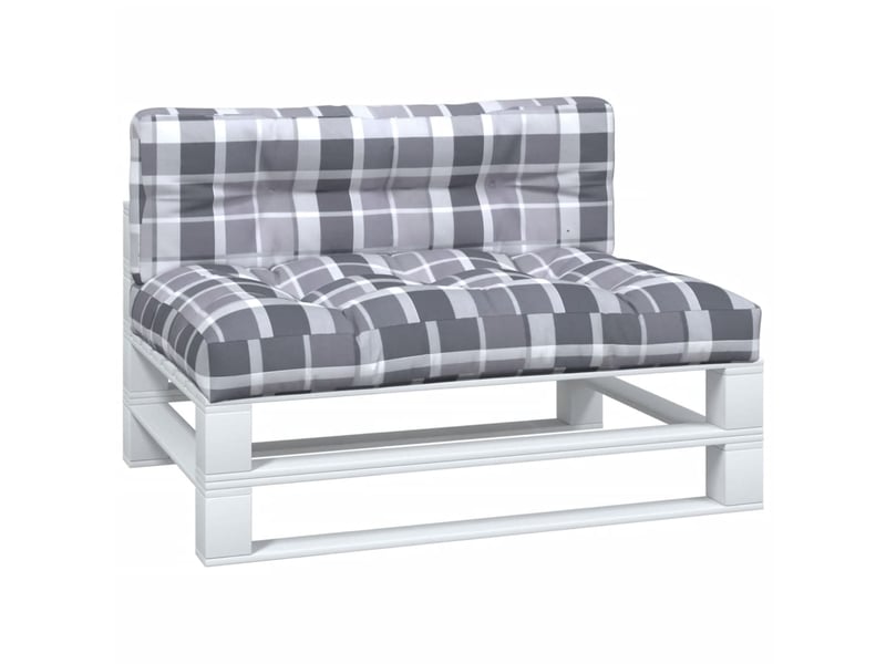  Lot de 2 coussins de palette, coussins de canapé motif à carreaux gris tissu cf59541  - Conforama C