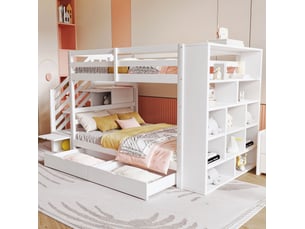 Lit superposé 2x90x200 cm <strong>FLORAGRACE</strong> <strong></strong> coloris blanc