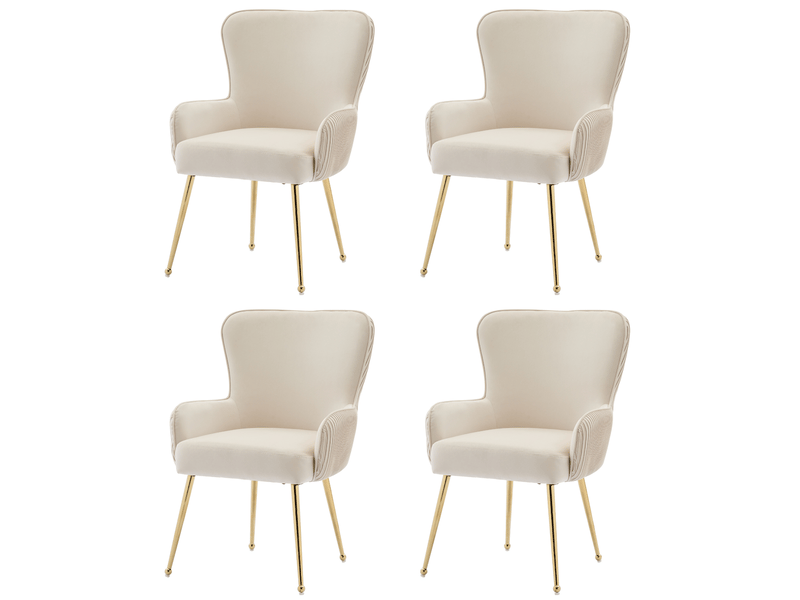  Lot de 4 chaises de salle à manger en velours beige pieds dorés WF530182AAB-4 - Conforama A