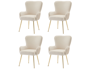 Lot de 4 chaises de salle à manger en velours beige pieds dorés