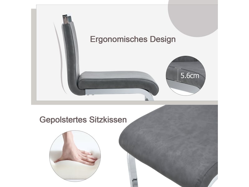  Lot de 2 tabourets de bar en similicuir pu gris, pieds en métal W3658P358524 - Conforama E
