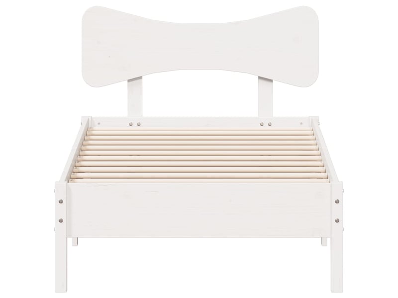  Lit simple- lit adulte -  cadre de lit sans matelas blanc 100x200 cm bois de pin massif  - Conforama C