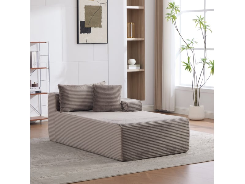 Canapé modulable 1 place en chenille gris avec méridienne - Conforama D