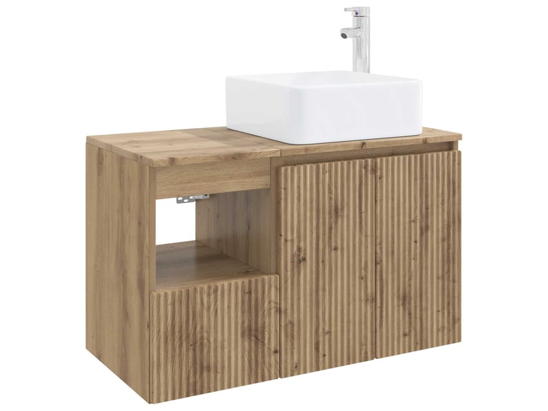 Ensemble de mobilier de salle de bain 2 pc chêne artisanal cf64066 - Conforama A