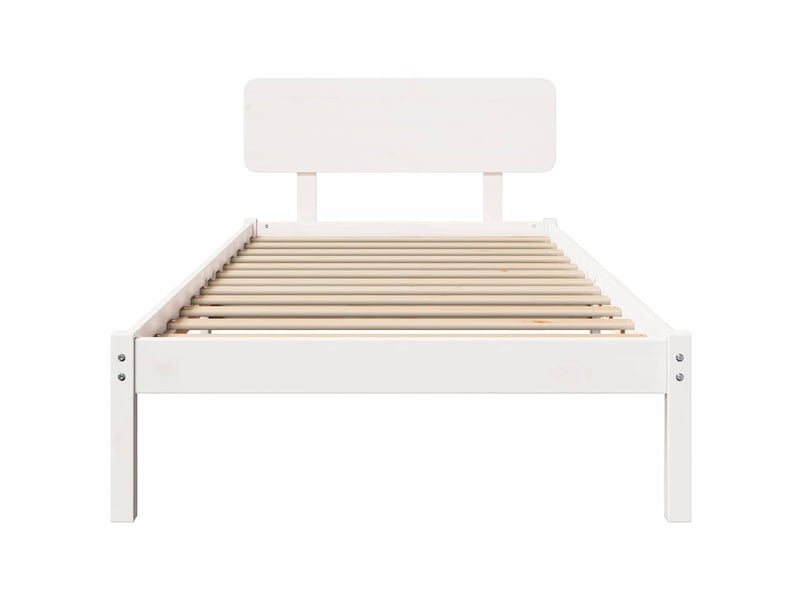 Lit simple- lit adulte - cadre de lit avec tête de lit blanc 100 x 200 cm pin massif - Conforama D