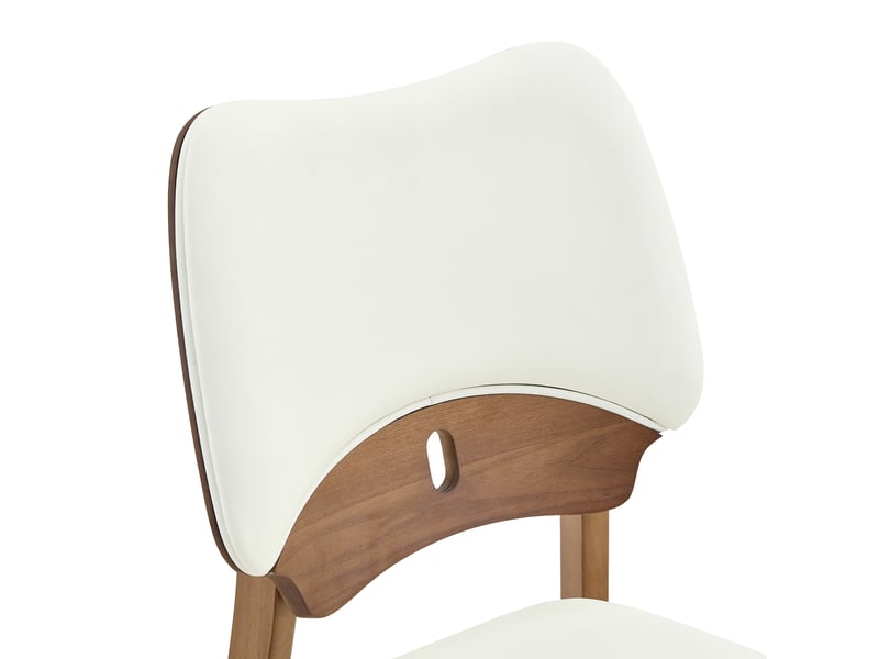  Lot de 2 chaises de salle à manger, bois, chaise cuisine, chaise contemporaine, dossier papillon, style contemporain, blanc  - Conforama E