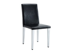 Chaises de salle à manger lot de 6 en pu noir et métal argenté evryae