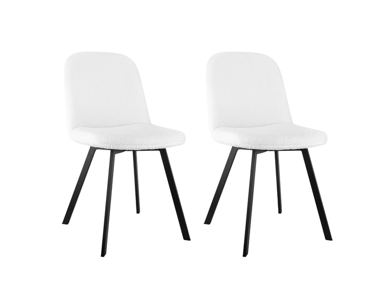  Lot de 2 chaises de salle à manger,avec pieds en métal,tissu teddy,beige  - Conforama A