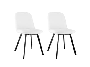 Lot de 2 chaises de salle à manger,avec pieds en métal,tissu teddy,beige