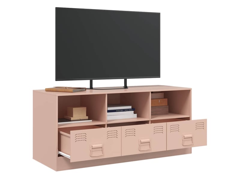  Meuble tv - banc tv - meuble de rangement rose 99x39x44 cm acier  - Conforama E