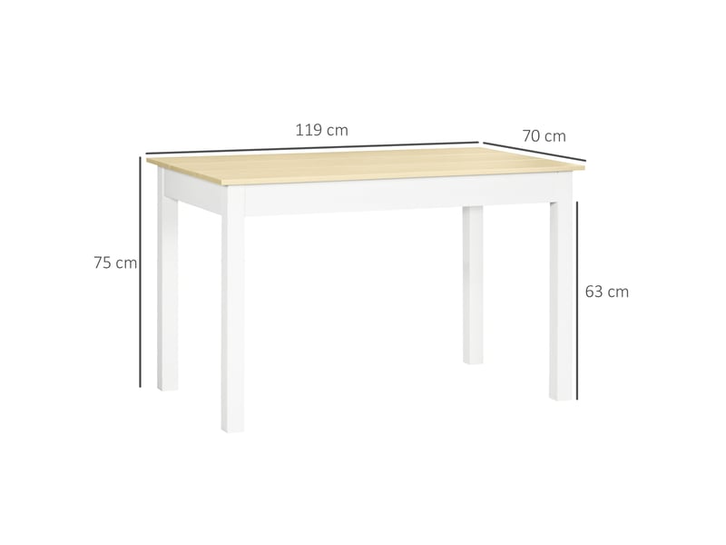  Table de salle à manger design moderne bicolore avec dim. 119l x 70l x 75h cm grand plateau 4-6 personnes en bois  - Conforama C