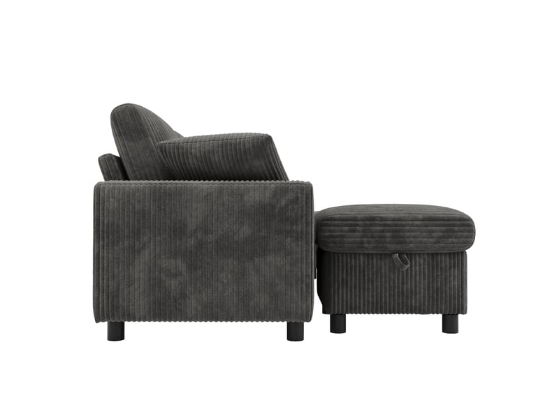  Canapé u 315x135 cm, avec 2 poufs de rangement, ports de charge usb et prises, table centrale, finition velours côtelé gris  - Conforama E