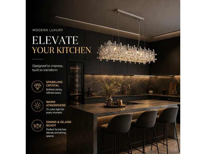  Lustre carré en cristal style italien c – éclairage 3 couleurs ASLED-779 - Conforama D