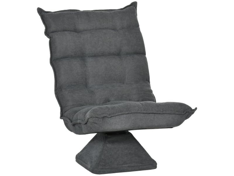  Fauteuil de sol inclinable et pivotant en microfibre grise, dossier réglable pour salon et bureau  - Conforama A